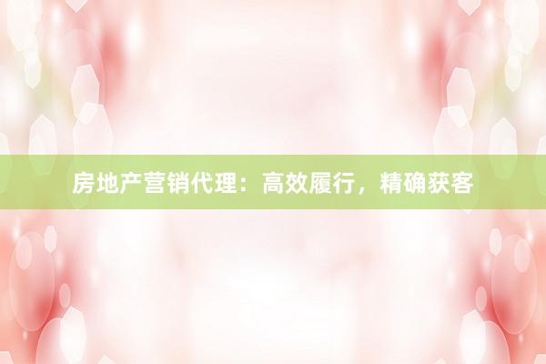房地产营销代理：高效履行，精确获客